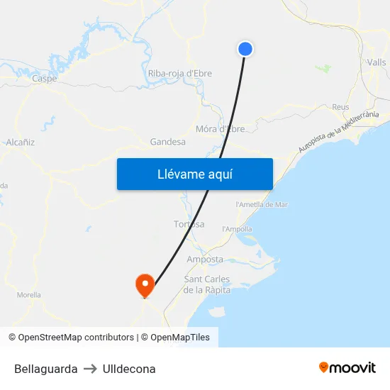 Bellaguarda to Ulldecona map