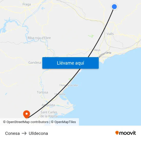 Conesa to Ulldecona map