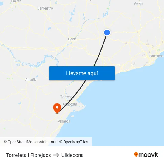 Torrefeta I Florejacs to Ulldecona map
