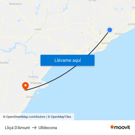 Lliçà D'Amunt to Ulldecona map