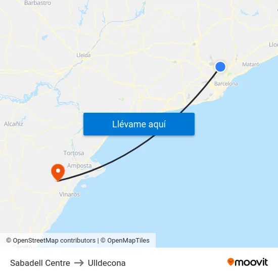 Sabadell Centre to Ulldecona map