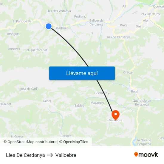Lles De Cerdanya to Vallcebre map