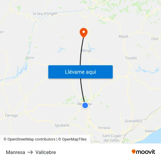 Manresa to Vallcebre map