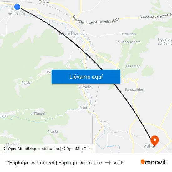 L'Espluga De Francolí| Espluga De Franco to Valls map