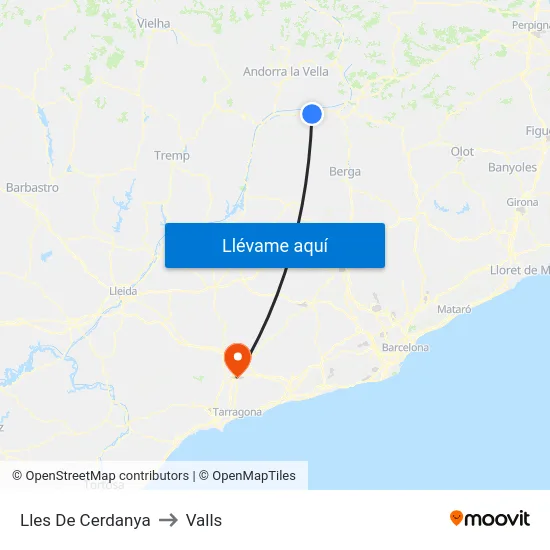 Lles De Cerdanya to Valls map