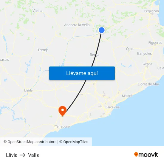 Llívia to Valls map