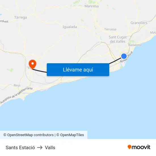 Sants Estació to Valls map