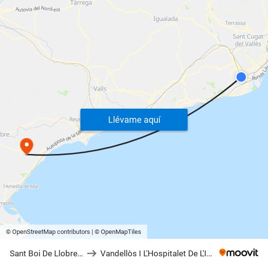 Sant Boi De Llobregat to Vandellòs I L'Hospitalet De L'Infant map