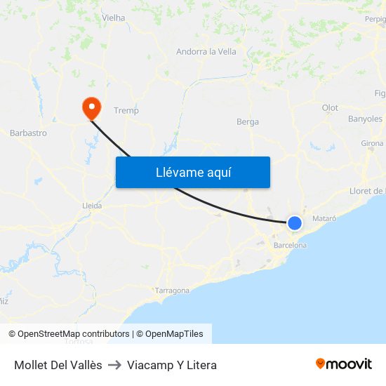 Mollet Del Vallès to Viacamp Y Litera map