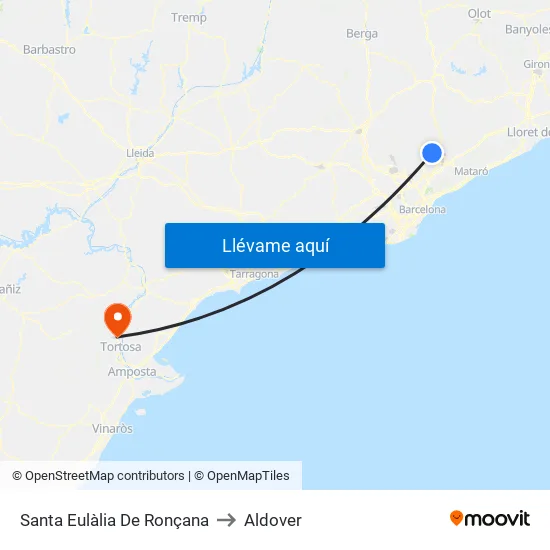 Santa Eulàlia De Ronçana to Aldover map