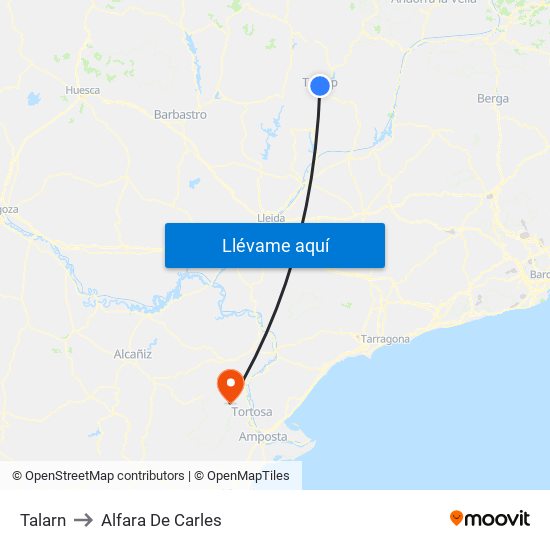 Talarn to Alfara De Carles map
