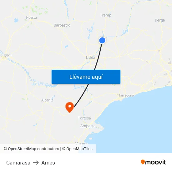 Camarasa to Arnes map