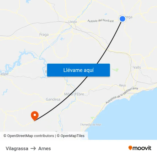 Vilagrassa to Arnes map