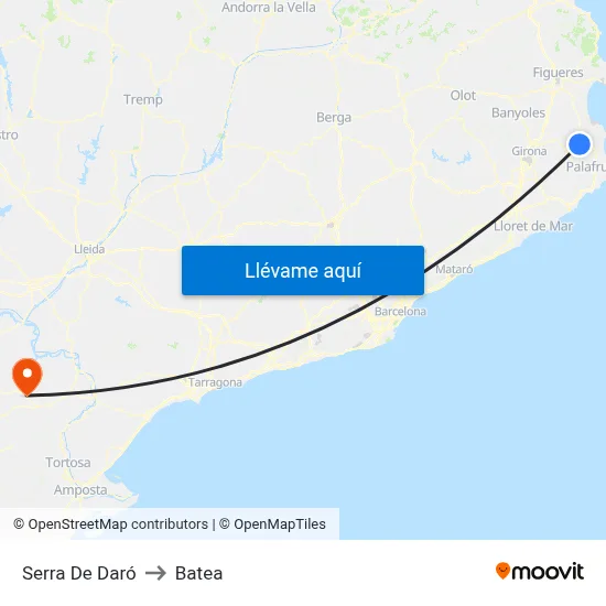 Serra De Daró to Batea map
