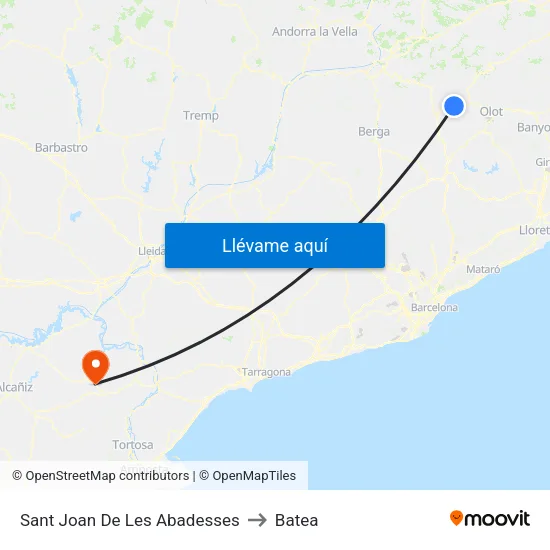 Sant Joan De Les Abadesses to Batea map
