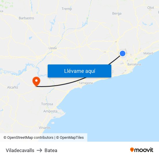 Viladecavalls to Batea map