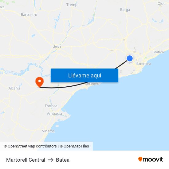 Martorell Central to Batea map