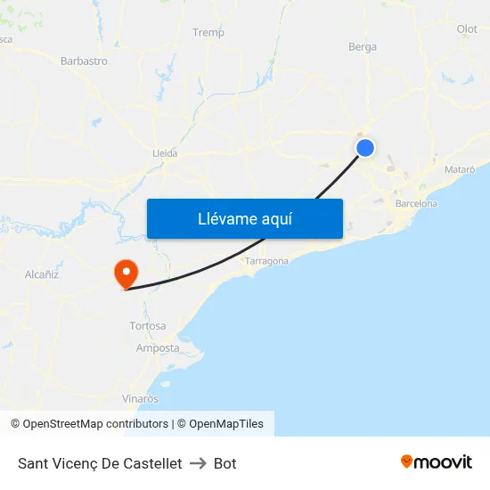 Sant Vicenç De Castellet to Bot map