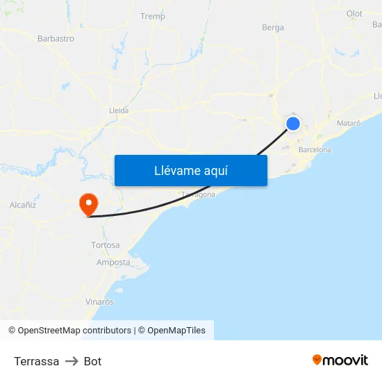 Terrassa to Bot map