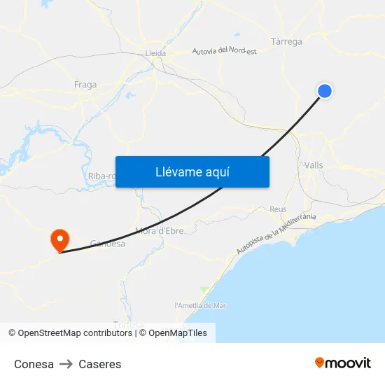 Conesa to Caseres map