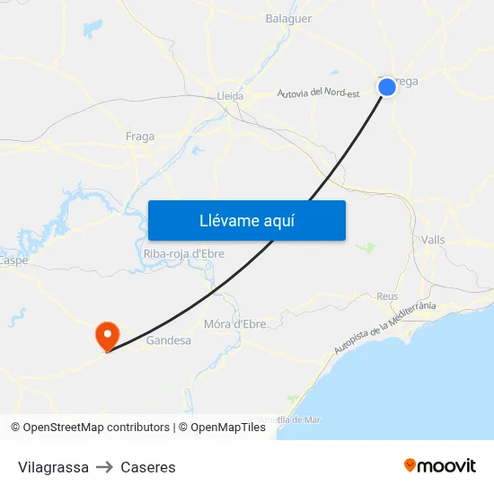 Vilagrassa to Caseres map