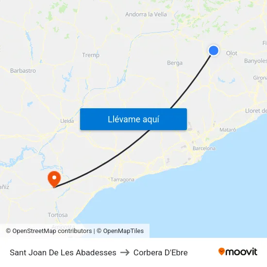 Sant Joan De Les Abadesses to Corbera D'Ebre map