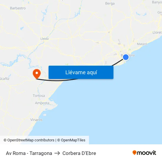 Av Roma - Tarragona to Corbera D'Ebre map