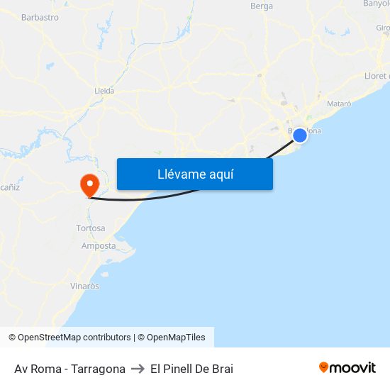 Av Roma - Tarragona to El Pinell De Brai map