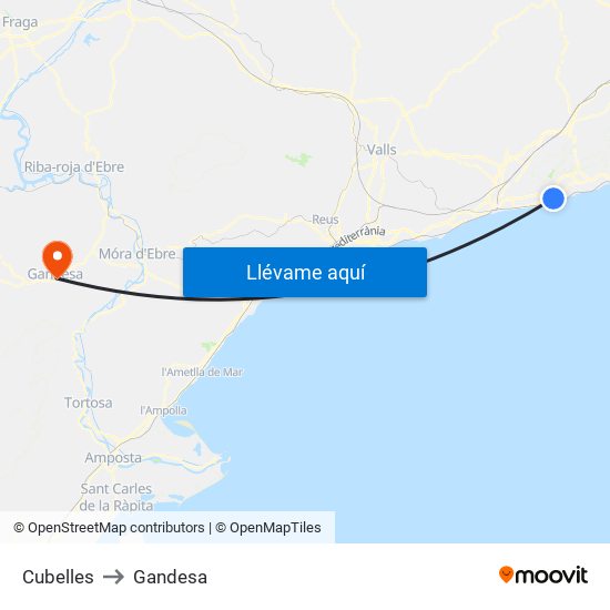 Cubelles to Gandesa map