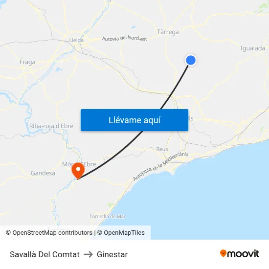 Savallà Del Comtat to Ginestar map