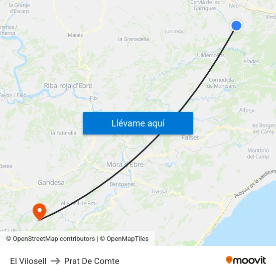 El Vilosell to Prat De Comte map