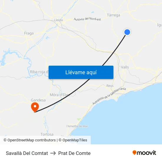 Savallà Del Comtat to Prat De Comte map