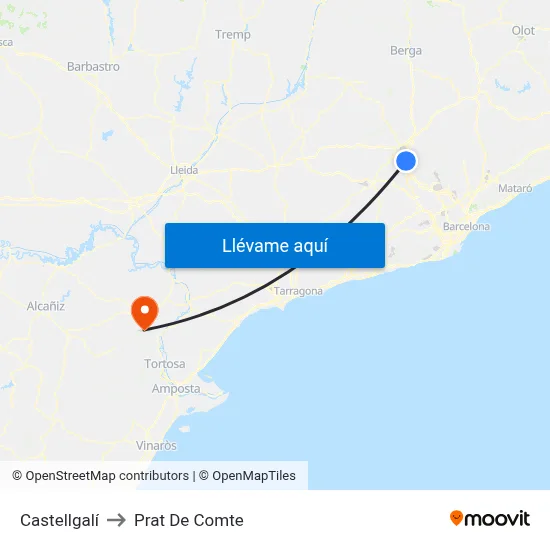 Castellgalí to Prat De Comte map