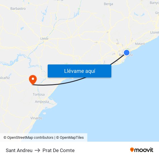 Sant Andreu to Prat De Comte map
