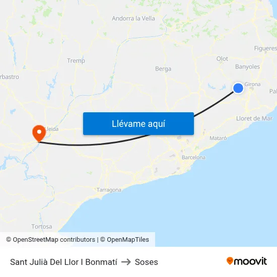 Sant Julià Del Llor I Bonmatí to Soses map