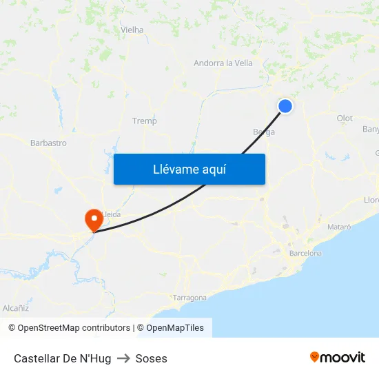 Castellar De N'Hug to Soses map