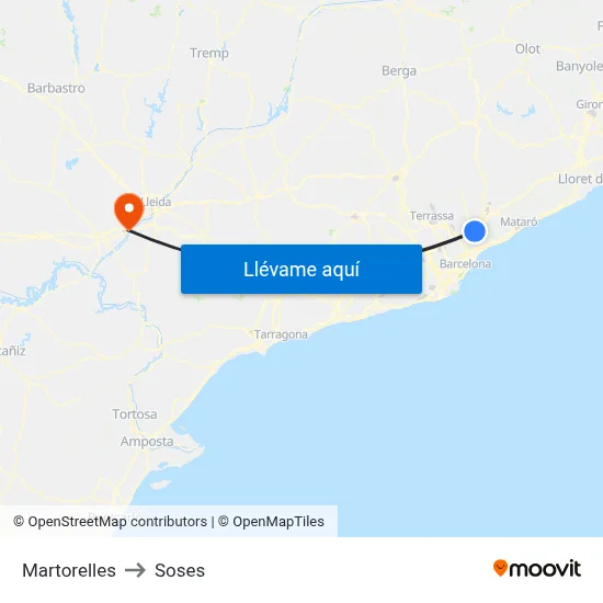 Martorelles to Soses map