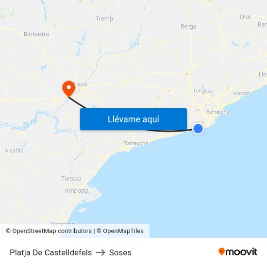Platja De Castelldefels to Soses map