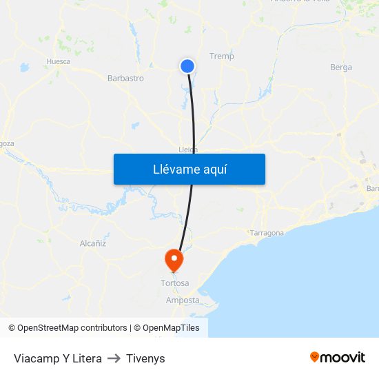 Viacamp Y Litera to Tivenys map