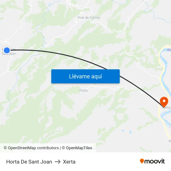 Horta De Sant Joan to Xerta map