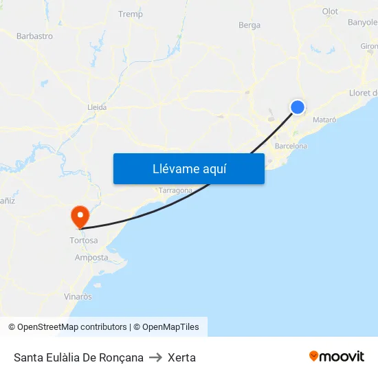 Santa Eulàlia De Ronçana to Xerta map