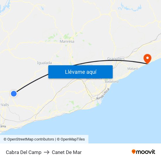 Cabra Del Camp to Canet De Mar map