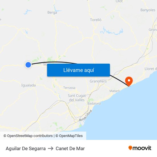 Aguilar De Segarra to Canet De Mar map