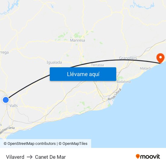 Vilaverd to Canet De Mar map