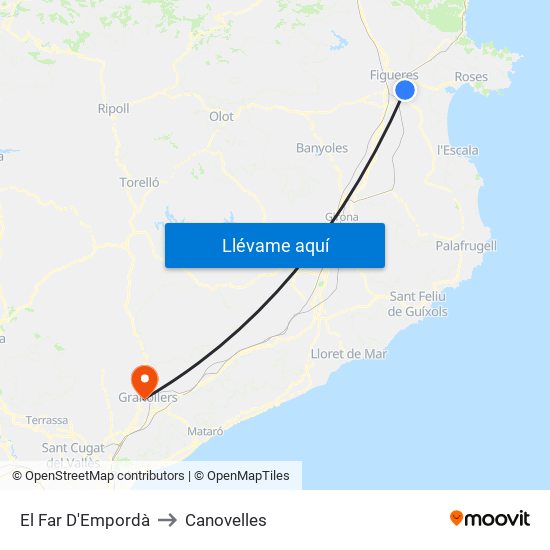 El Far D'Empordà to Canovelles map