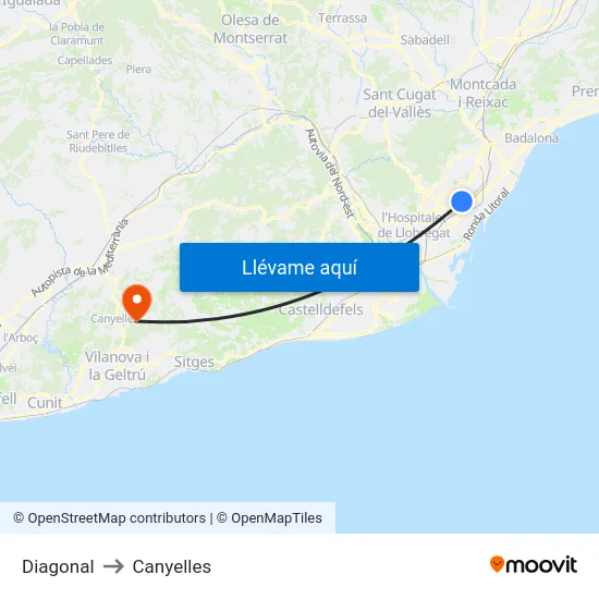 Diagonal to Canyelles map