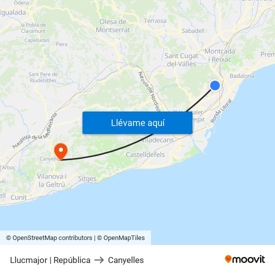 Llucmajor | República to Canyelles map