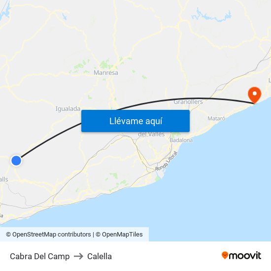 Cabra Del Camp to Calella map
