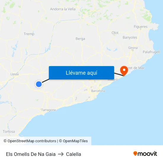 Els Omells De Na Gaia to Calella map