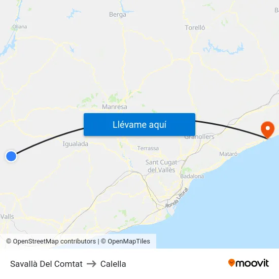Savallà Del Comtat to Calella map
